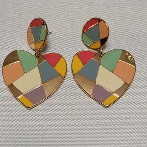 Colorful Heart Mosaic Earrings
